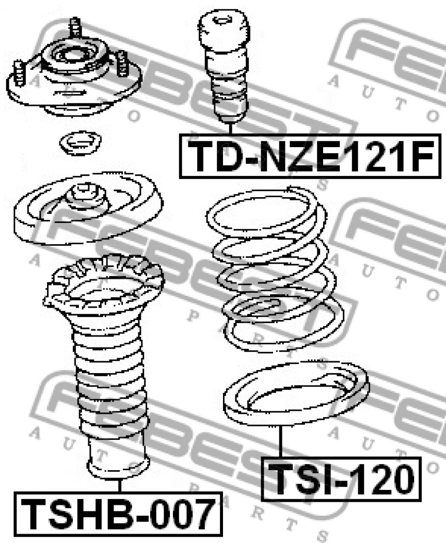 Отбойник амортизатора TD-NZE121F/48331-12200 переднего Febest